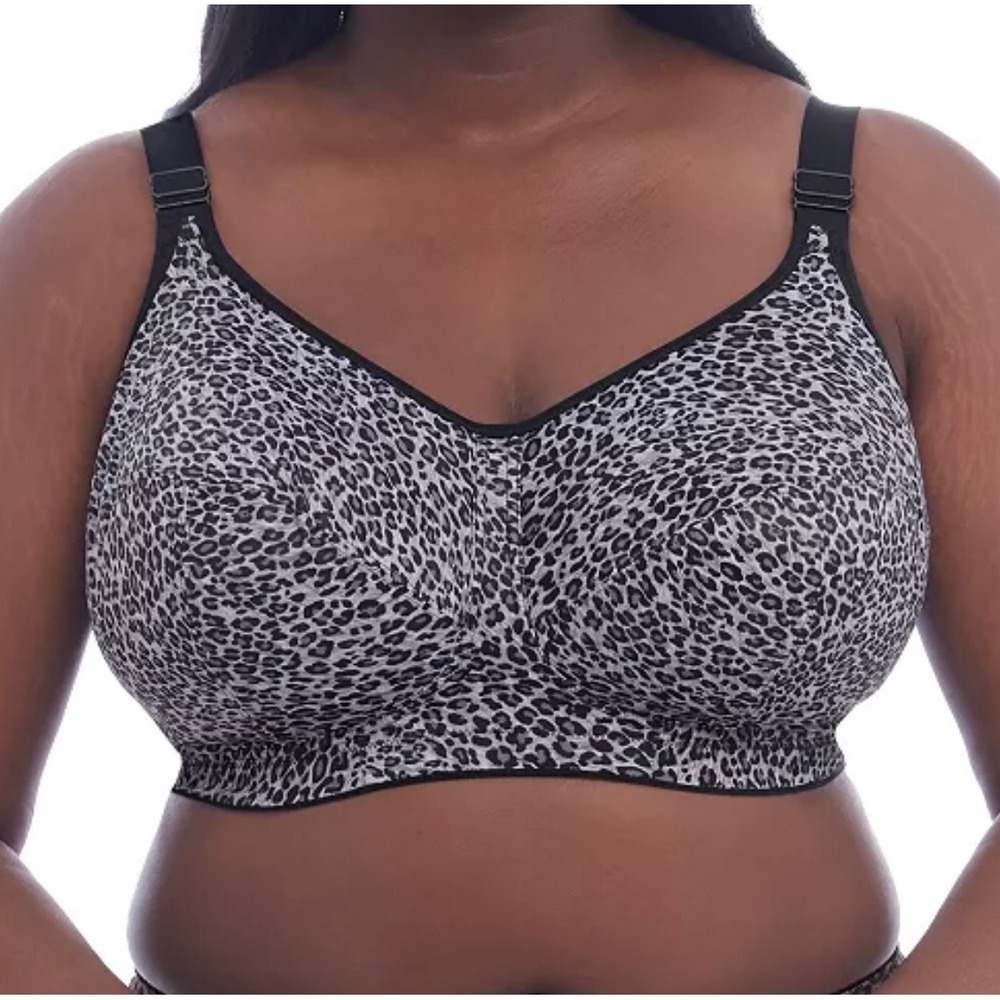 GoddessCeleste Wireless Support Bra 38L Soft Cup Moisture Wicking Gray Leopard